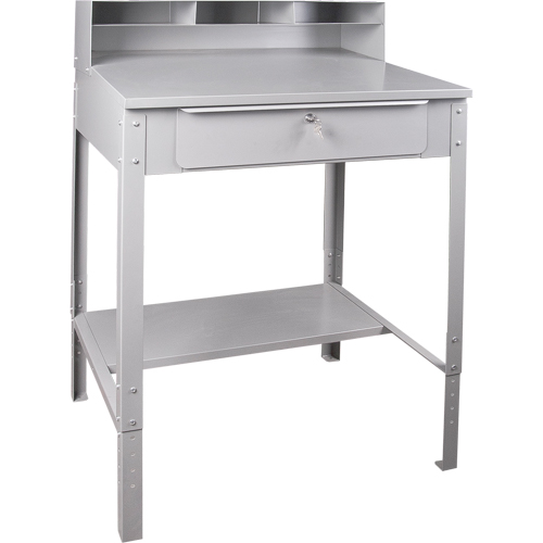 Open Floor Style Shop Desk, 34-1/2" W x 30" D x 53" H, Grey Consource