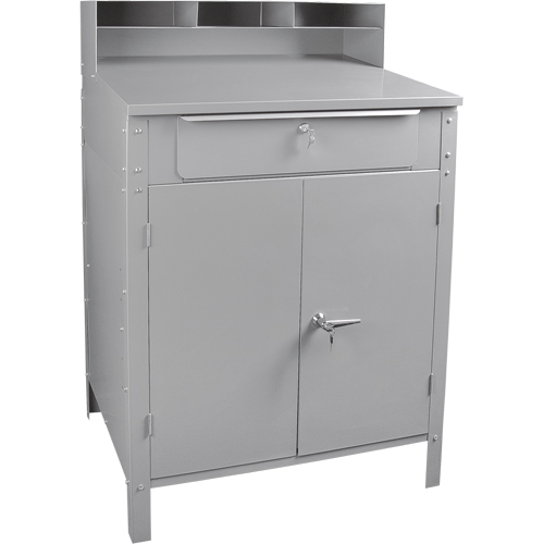Cabinet Style Shop Desk, 34-1/2" W x 30" D x 53" H, Grey Consource