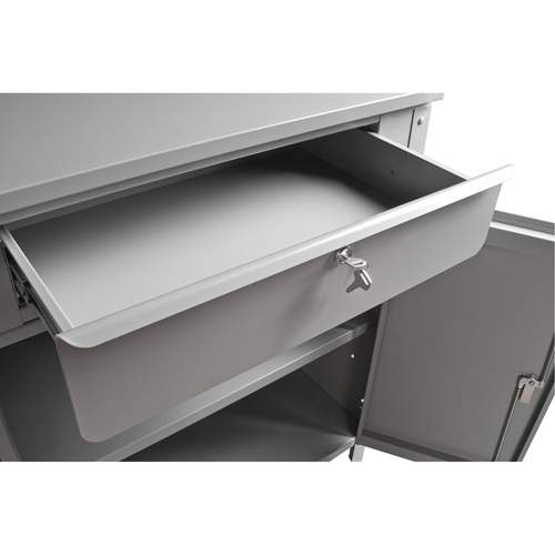 Cabinet Style Shop Desk, 34-1/2" W x 30" D x 53" H, Grey Consource