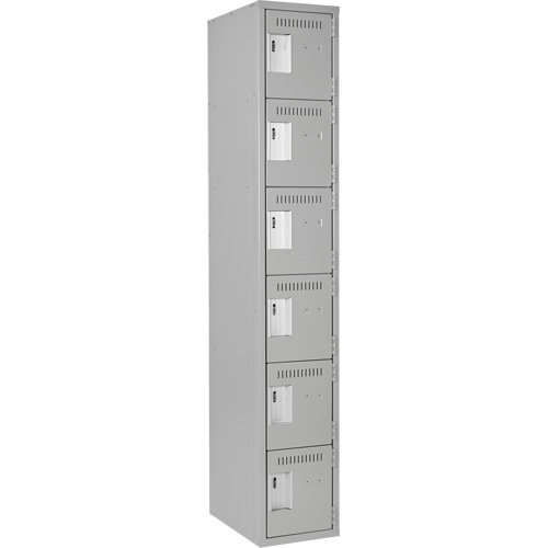Clean Line Lockerettes, 6 -tier, 12" x 18" x 72", Steel, Grey, Rivet (Assembled) Consource