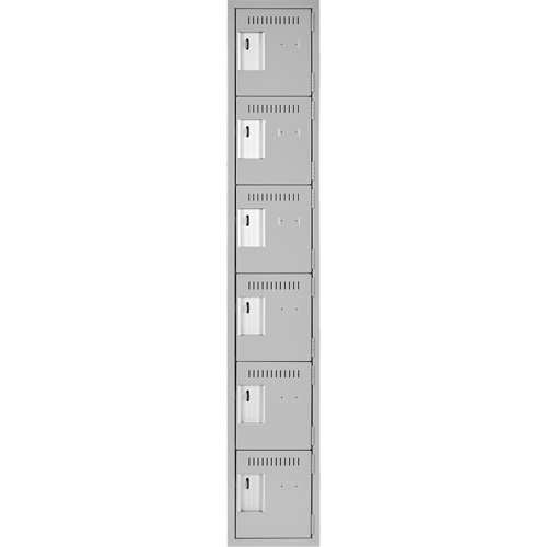 Clean Line Lockerettes, 6 -tier, 12" x 18" x 72", Steel, Grey, Rivet (Assembled) Consource