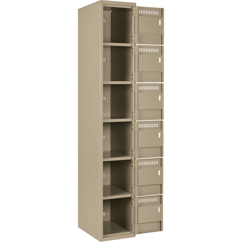Clean Line Lockerette, 6 -tier, Bank of 4, 48" x 18" x 72", Steel, Beige, Rivet (Assembled) Consource
