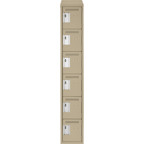 Petits casiers Clean Line, 6 niveaux, 12" x 18" x 78", Acier, Beige, Rivet (assembl&eacute;) Consource