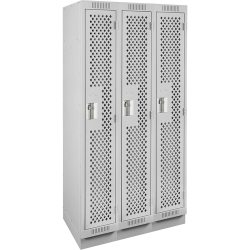 Casiers Clean Line, Bloc de 3, 36" x 18" x 76", Acier, Gris, Rivet (assembl&eacute;), Perfor&eacute; Consource