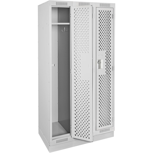 Casiers Clean Line, Bloc de 3, 36" x 18" x 76", Acier, Gris, Rivet (assembl&eacute;), Perfor&eacute; Consource