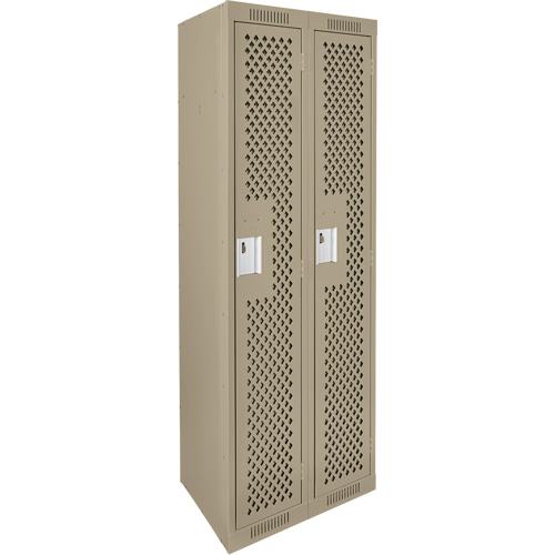 Clean Line Lockers, Bank of 2, 24" x 15" x 72", Steel, Beige, Rivet (Assembled), Perforated Consource