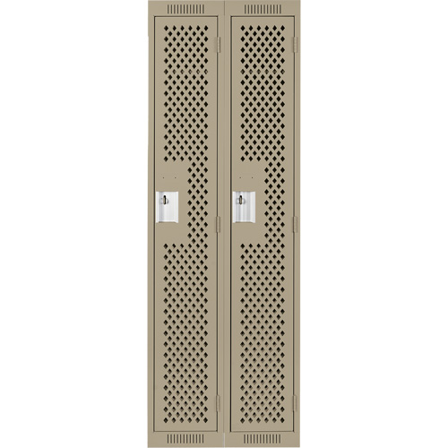 Clean Line Lockers, Bank of 2, 24" x 15" x 72", Steel, Beige, Rivet (Assembled), Perforated Consource