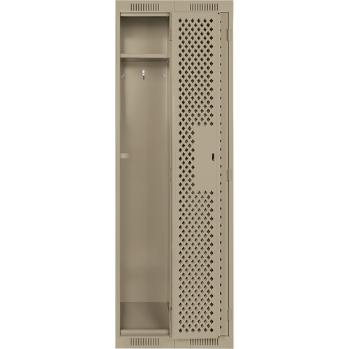 Clean Line Lockers, Bank of 2, 24" x 15" x 72", Steel, Beige, Rivet (Assembled), Perforated Consource
