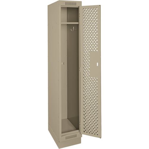 Clean Line Lockers, 12" x 18" x 76", Steel, Beige, Rivet (Assembled), Perforated Consource