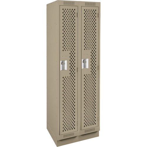 Clean Line Lockers, Bank of 2, 24" x 18" x 76", Steel, Beige, Rivet (Assembled), Perforated Consource