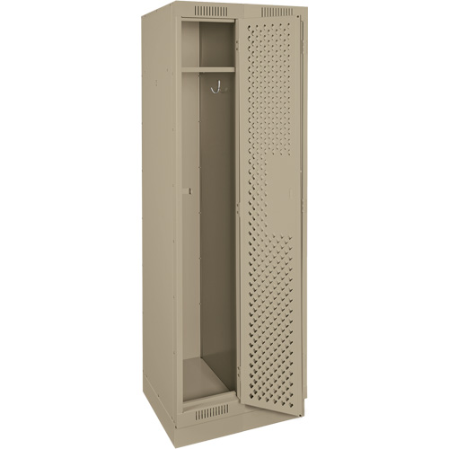 Clean Line Lockers, Bank of 2, 24" x 18" x 76", Steel, Beige, Rivet (Assembled), Perforated Consource