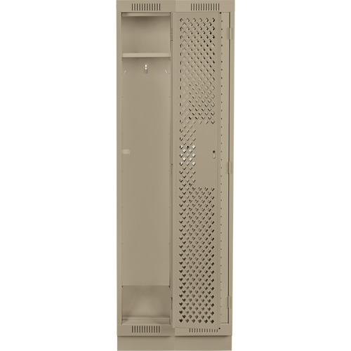 Clean Line Lockers, Bank of 2, 24" x 18" x 76", Steel, Beige, Rivet (Assembled), Perforated Consource