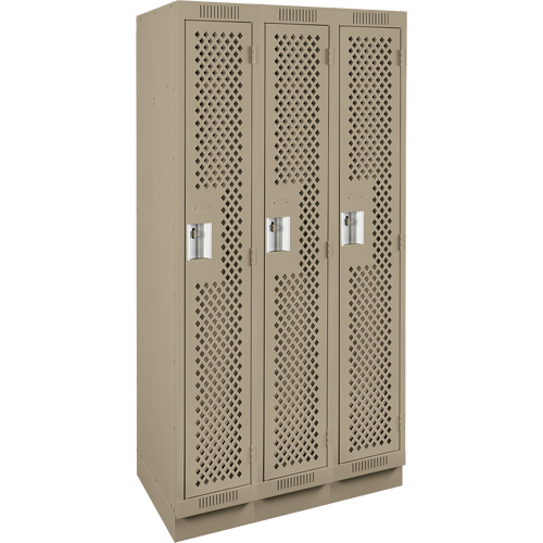 Casiers Clean Line, Bloc de 3, 36" x 18" x 76", Acier, Beige, Rivet (assembl&eacute;), Perfor&eacute; Consource