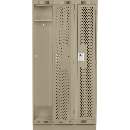 Casiers Clean Line, Bloc de 3, 36" x 18" x 76", Acier, Beige, Rivet (assembl&eacute;), Perfor&eacute; Consource