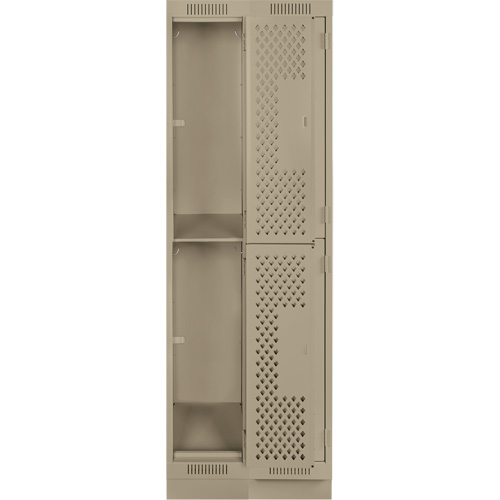 Clean Line Lockers, 2 -tier, Bank of 2, 24" x 18" x 76", Steel, Beige, Rivet (Assembled), Perforated Consource