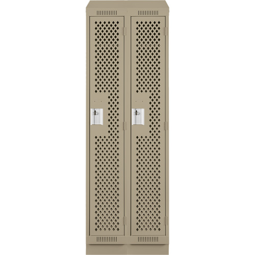 Clean Line Lockers, Bank of 2, 24" x 18" x 82", Steel, Beige, Rivet (Assembled), Perforated Consource