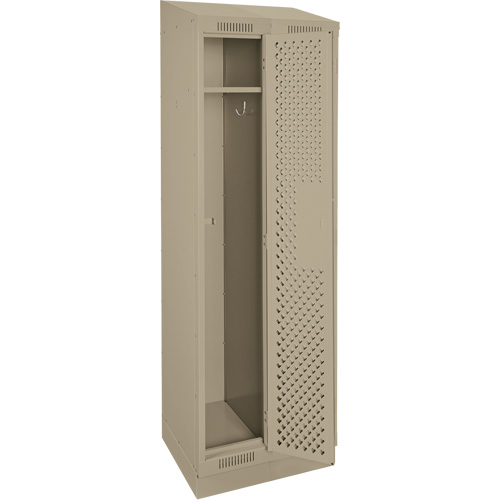 Clean Line Lockers, Bank of 2, 24" x 18" x 82", Steel, Beige, Rivet (Assembled), Perforated Consource