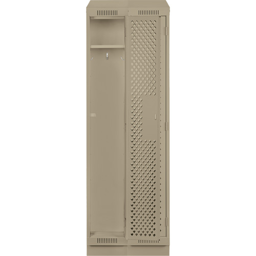 Clean Line Lockers, Bank of 2, 24" x 18" x 82", Steel, Beige, Rivet (Assembled), Perforated Consource