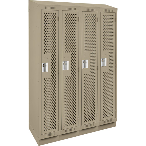 Casiers Clean Line, Bloc de 4, 48" x 12" x 82", Acier, Beige, Rivet (assembl&eacute;), Perfor&eacute; Consource