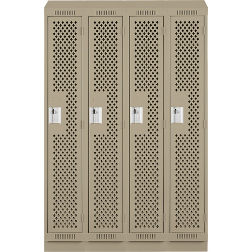 Casiers Clean Line, Bloc de 4, 48" x 12" x 82", Acier, Beige, Rivet (assembl&eacute;), Perfor&eacute; Consource