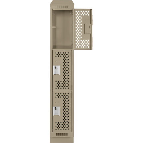 Casiers Clean Line, 3 niveaux, 12" x 15" x 82", Acier, Beige, Rivet (assembl&eacute;), Perfor&eacute; Consource