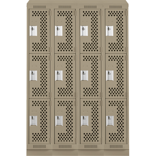 Casiers Clean Line, 3 niveaux, Bloc de 4, 48" x 18" x 82", Acier, Beige, Rivet (assembl&eacute;), Perfor&eacute; Consource