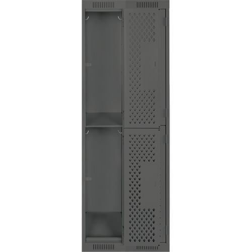 Clean Line Lockers, 2 -tier, Bank of 2, 24" x 15" x 72", Steel, Charcoal, Rivet (Assembled), Perforated Consource