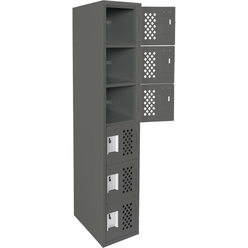 Assembled Lockerettes Clean Line Perforated Economy Lockers, 6 -tier, 18" x 72" x 12", Steel Consource