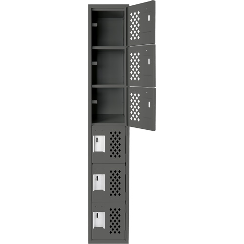 Assembled Lockerettes Clean Line Perforated Economy Lockers, 6 -tier, 18" x 72" x 12", Steel Consource
