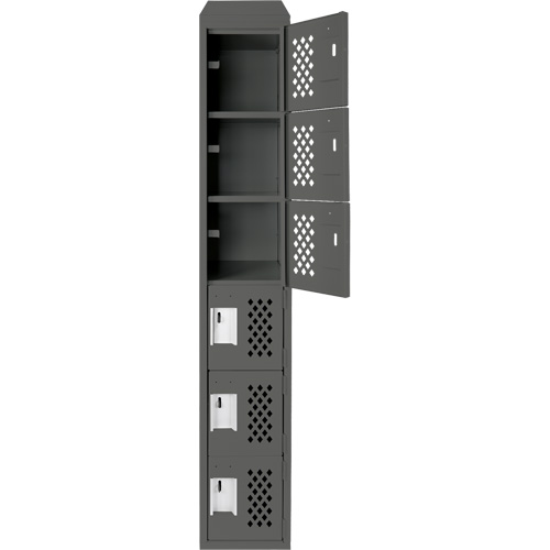 Assembled Lockerettes Clean Line Perforated Economy Lockers, 6 -tier, 18" x 72" x 12", Steel Consource