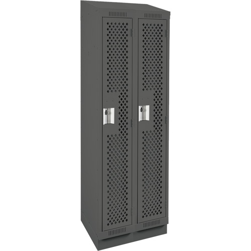 Clean Line Lockers, Bank of 2, 24" x 12" x 82", Steel, Charcoal, Rivet (Assembled), Perforated Consource
