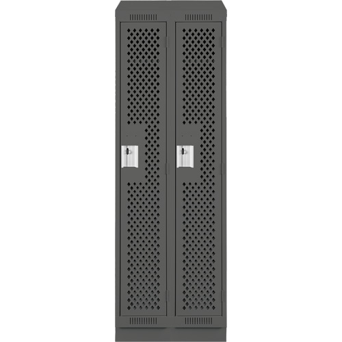 Clean Line Lockers, Bank of 2, 24" x 12" x 82", Steel, Charcoal, Rivet (Assembled), Perforated Consource