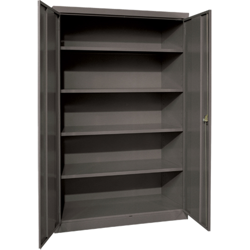 Armoires de rangement Hi-Boy profondes, Acier, 4 Tablettes, 72" h x 36" la x 24" P, Charbon Consource