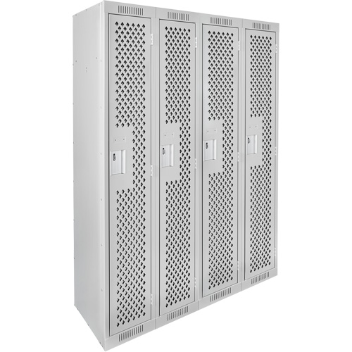 Casiers Clean Line, Bloc de 4, 48" x 12" x 72", Acier, Gris, Rivet (assembl&eacute;), Perfor&eacute; Consource