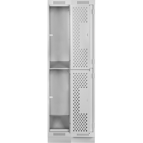 Casiers Clean Line, 2 niveaux, Bloc de 2, 24" x 18" x 76", Acier, Gris, Rivet (assembl&eacute;), Perfor&eacute; Consource