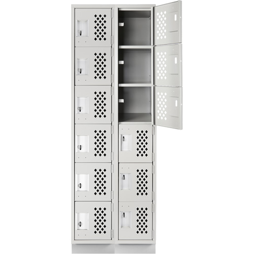 Assembled Lockerettes Clean Line Perforated Economy Lockers, 6 -tier, Bank of 2, 18" x 72" x 12", Steel Consource
