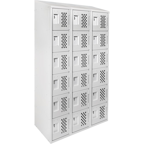 Assembled Lockerettes Clean Line Perforated Economy Lockers, 6 -tier, Bank of 3, 18" x 72" x 12", Steel Consource