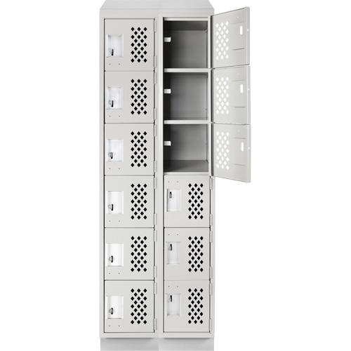 Clean-Line Perforated Lockerette, 6 -tier, Bank of 2, 12" x 72" x 12", Steel Consource