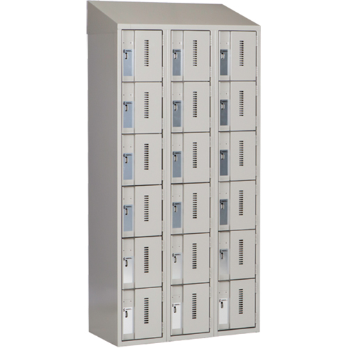 Concorde Heavy-Duty Lockers, 6 -tier, Bank of 3, 36" x 18" x 78", Steel, Grey, Welded (Assembled) Consource