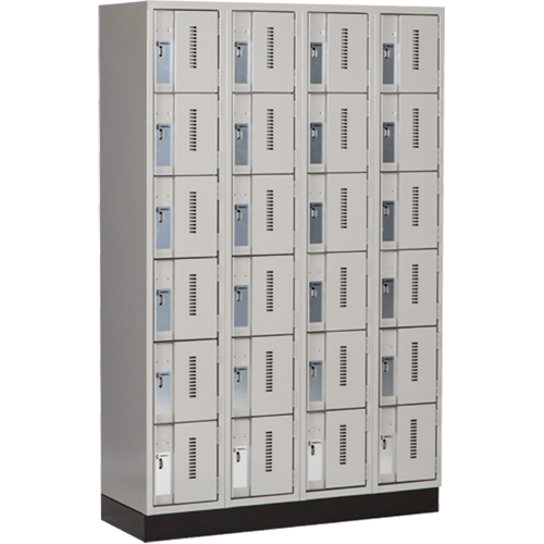 Concorde Heavy-Duty Lockers, 6 -tier, Bank of 4, 48" x 18" x 76", Steel, Grey, Welded (Assembled) Consource