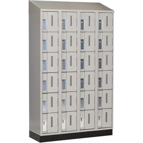 Concorde Heavy-Duty Lockers, 6 -tier, Bank of 4, 48" x 18" x 82", Steel, Grey, Welded (Assembled) Consource
