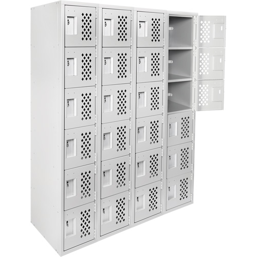 Clean Line Lockerettes, 6 -tier, Bank of 4, 18" x 72" x 12", Steel Consource