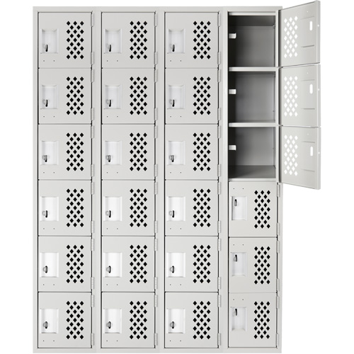Clean Line Lockerettes, 6 -tier, Bank of 4, 18" x 72" x 12", Steel Consource