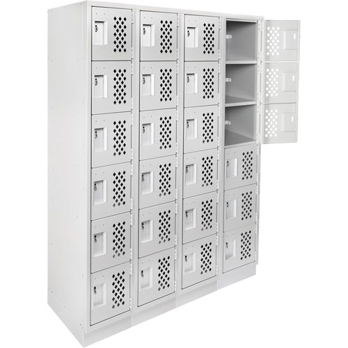 Casiers &eacute;conomiques perfor&eacute;s et assembl&eacute;s Clean Line, 6 niveaux, Bloc de 4, 18" x 72" x 12", Acier Consource