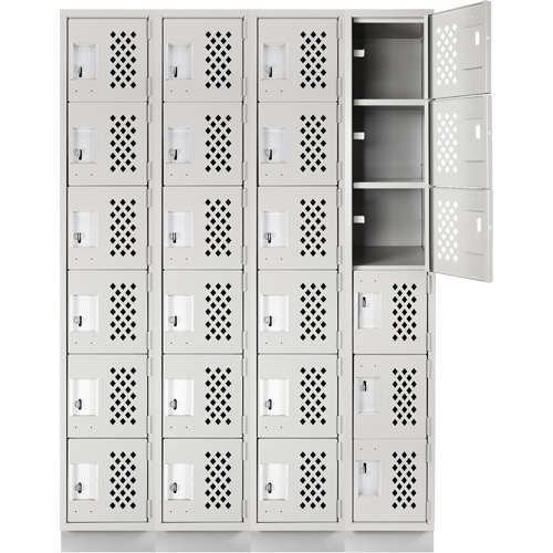 Casiers &eacute;conomiques perfor&eacute;s et assembl&eacute;s Clean Line, 6 niveaux, Bloc de 4, 18" x 72" x 12", Acier Consource