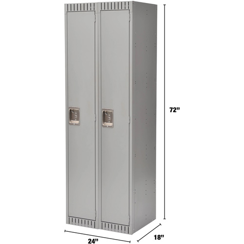Lockers, Bank of 2, 24" x 18" x 72", Steel, Grey, Rivet (Assembled) Consource