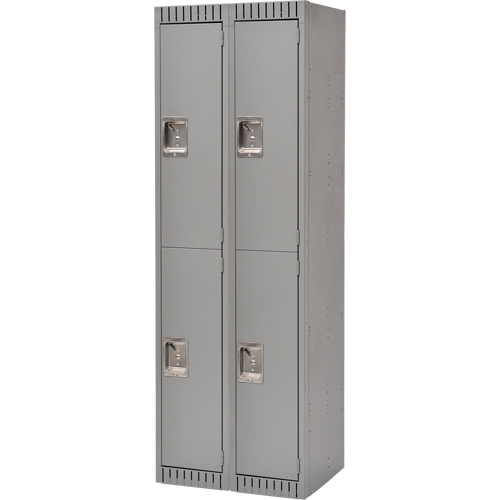 Lockers, 2 -tier, Bank of 2, 24" x 18" x 72", Steel, Grey, Rivet (Assembled) Consource
