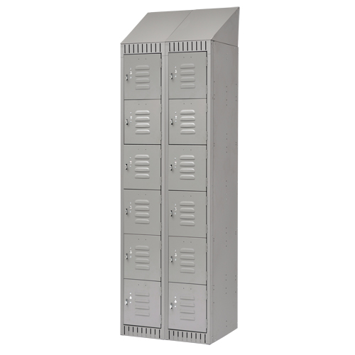 Lockers, 6 -tier, Bank of 2, 24" x 18" x 82", Steel, Grey, Knocked Down Consource