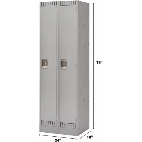 Lockers, Bank of 2, 24" x 18" x 76", Steel, Grey, Knocked Down Consource