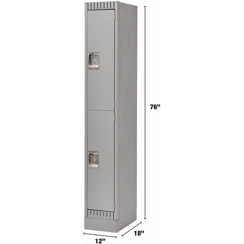 Lockers, 2 -tier, 12" x 18" x 76", Steel, Grey, Knocked Down Consource